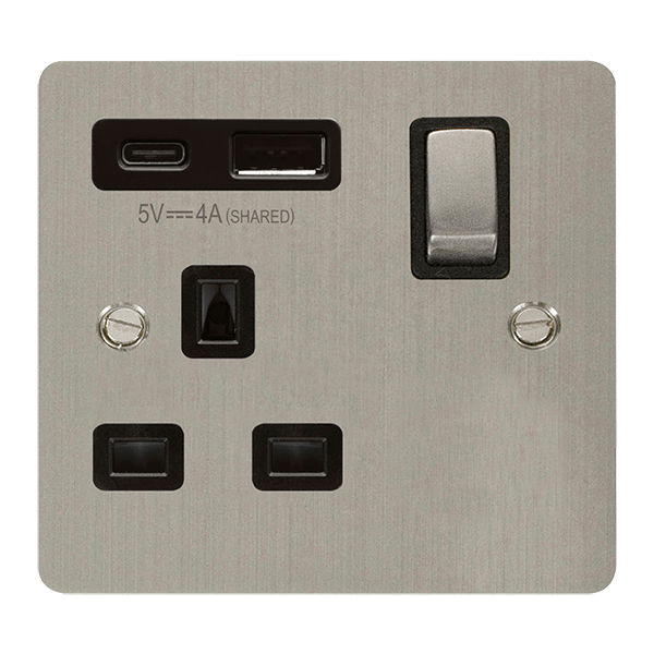 13A 1G AandC USB SS BK