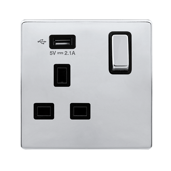 13A 1G USB SKT CH BK