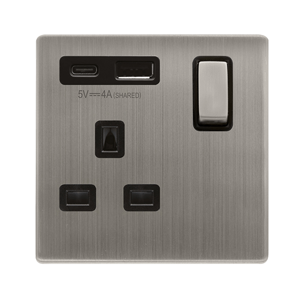13A 1G AandC USB SS BK