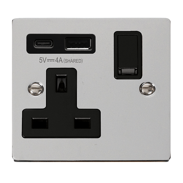 13A 1G AandC USB CH BK