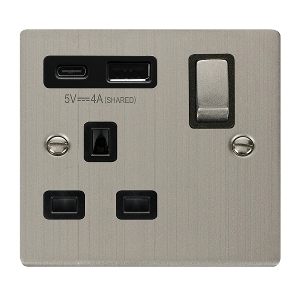 13A 1G AandC USB SS BK