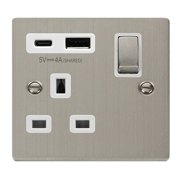 13A 1G AandC USB SS WH