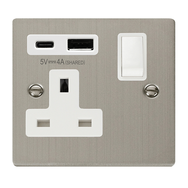 13A 1G AandC USB SS WH